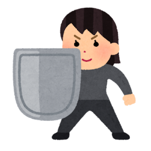盾を持つ女性